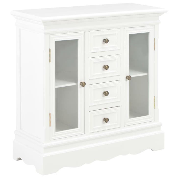 vidaXL Dressoir 70x28x70 cm massief grenenhout wit, Maison & Meubles, Armoires | Dressoirs, Envoi