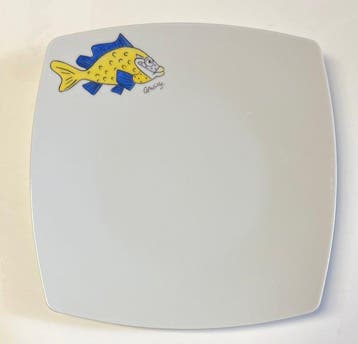 Corneille (1922-2010) - sculptuur, Grand plat Poisson -