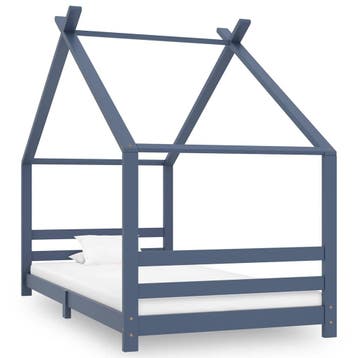 vidaXL Kinderbedframe massief grenenhout grijs 90x200 cm, Verzenden