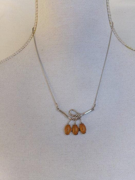 Argent, Amber - Collier - Style Art Nouveau, Antiek en Kunst, Kunst | Designobjecten
