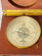 Boussole - Bois, Laiton - marine ancienne de navigation -