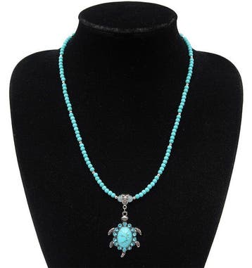 Howlite turquoise - Collier Tortue de Terre-Mère -