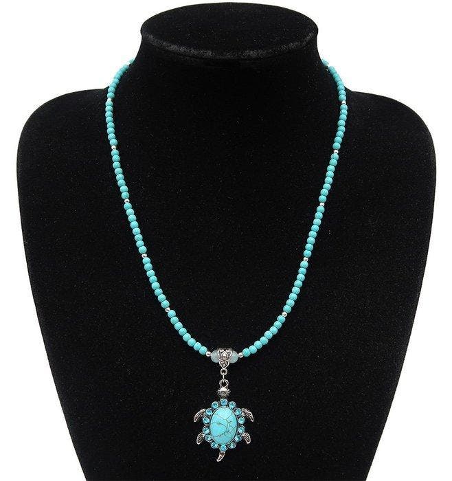 Howlite turquoise - Collier Tortue de Terre-Mère -, Antiquités & Art, Antiquités | Livres & Manuscrits