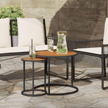 vidaXL Koffietafel Set 2 st Naturel en Zwart 55 x 55 x 45 cm, Verzenden, Nieuw