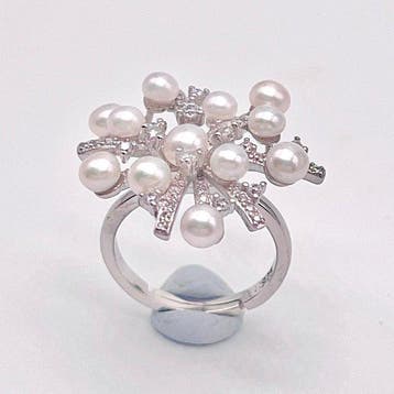 Zonder minimumprijs - Ring Zilver Parel - Nieuw