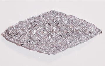 Broche Platina - 3.00ct. tw. Diamant (Natuurlijk) - Oude