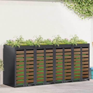vidaXL Wheelie Bin opslag voor 4 bakken Staal Antraciet, Verzenden