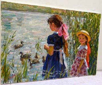 Vladimir Goussev (1957) - Fillette et les Petits Canards -