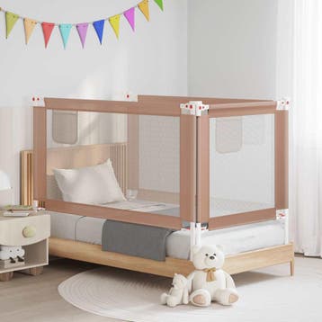 vidaXL Bedhekje peuter 150x25 cm stof taupe, Verzenden, Nieuw