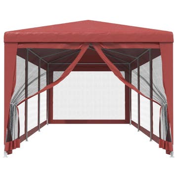 vidaXL Partytent met 8 mesh zijwanden 3x9 m HDPE rood, Verzenden, Nieuw