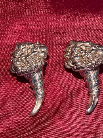 sculptuur, Coppia di Cornucopie Vintage in Argento 925 -