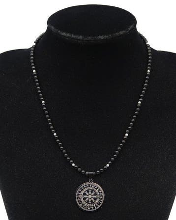 Viking-ketting Vegvisir in obsidiaan: Gids- en
