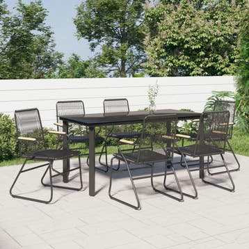 vidaXL 7-delige Tuinset PVC-rattan zwart, Verzenden, Nieuw, Tuinset