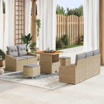 vidaXL Tuinbank Set met kussen 8 pcs Beige poly rattan, Verzenden, Nieuw