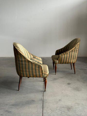 Fauteuil (2) - Bois, Textile, Laiton