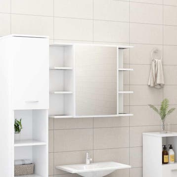 vidaXL Badkamerspiegelkast 80x20,5x64 cm bewerkt hout wit, Verzenden, Nieuw