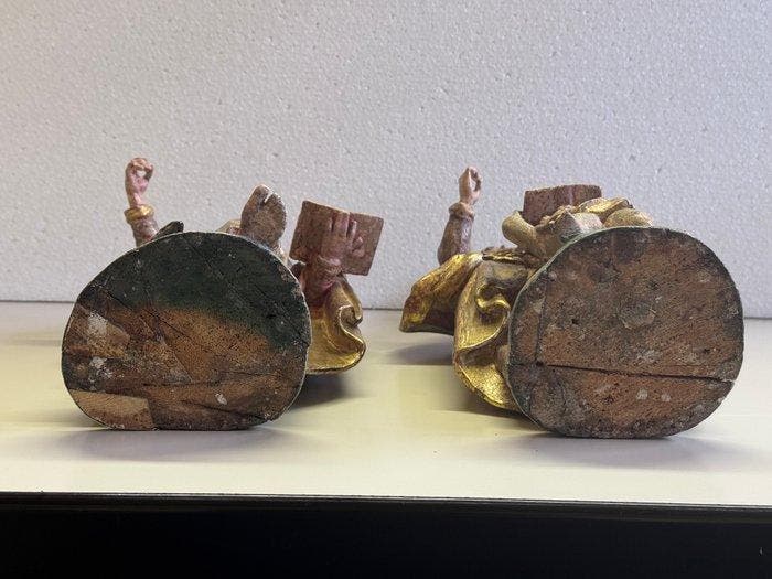 Figuur - Coppia di santi (2) - Hout, Antiek en Kunst, Kunst | Niet-Westerse kunst