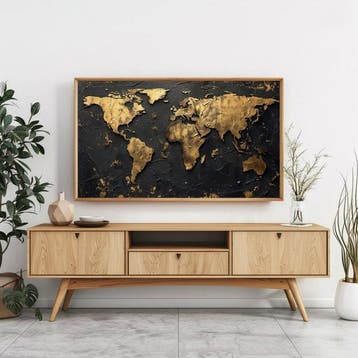I_KONIQ - Gold world map - Giga size cm 80 x 140