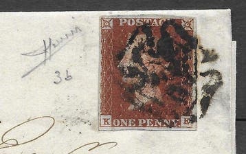 Grande Bretagne 1841 - Lettre affranchie avec 1 penny rouge