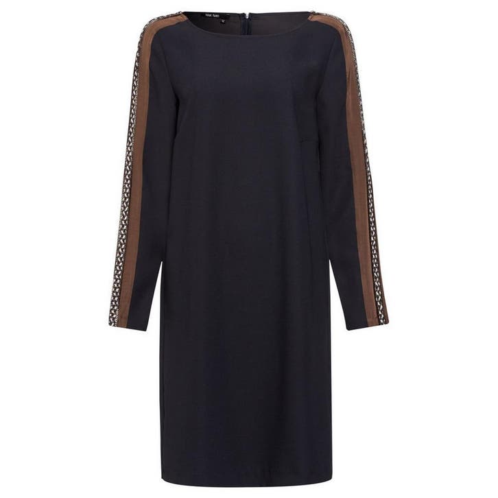 Marc Aurel • antraciete jurk met bruine bies • 38, Kleding | Dames, Truien en Vesten, Zwart, Nieuw, Maat 38/40 (M), Verzenden