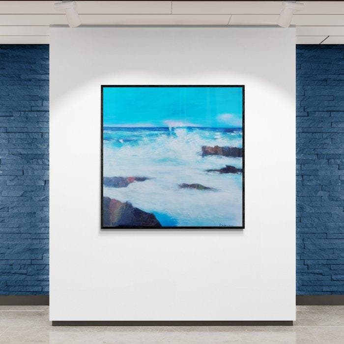 Myriam Carbonnier - Tableau Mer décume, Antiek en Kunst, Kunst | Schilderijen | Modern