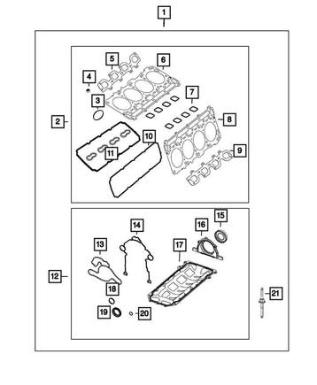 Crankcase gasket set 6.4 HEMI front sump, Ophalen of Verzenden, Nieuw