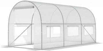 Witte Folietunnel 4,5m | Tweede kansje | OP = OP (kweekkas), Staal, Folie, Verzenden, Kweekkas