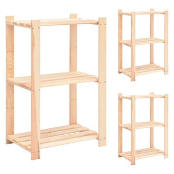 vidaXL Opbergrekken 3-laags 3 st 60x38x90 cm massief, Verzenden
