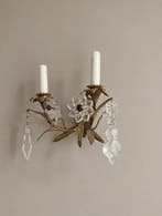 Lampe (2) - Cristal - applique murale florale française, Antiquités & Art