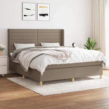 vidaXL Boxspring met matras stof taupe 180x200 cm, Verzenden