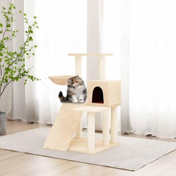vidaXL Kattenmeubel met sisal krabpalen 82 cm crèmekleurig, Verzenden