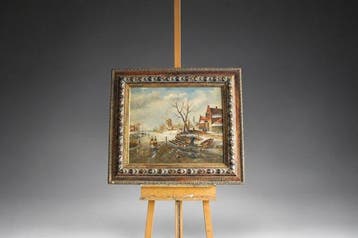 F. Greef (XIX-XX) - Hollands winterlandschap ijspret