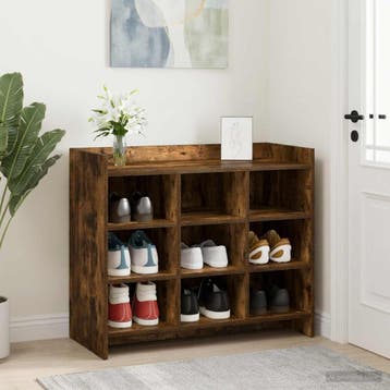 vidaXL Schoenenkast Gerookt eiken 85 x 39,5 x 70 cm Bewerkt, Verzenden, Nieuw