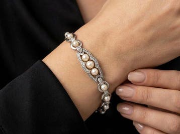 Armband Art Deco 18kt witgouden armband met diamanten en