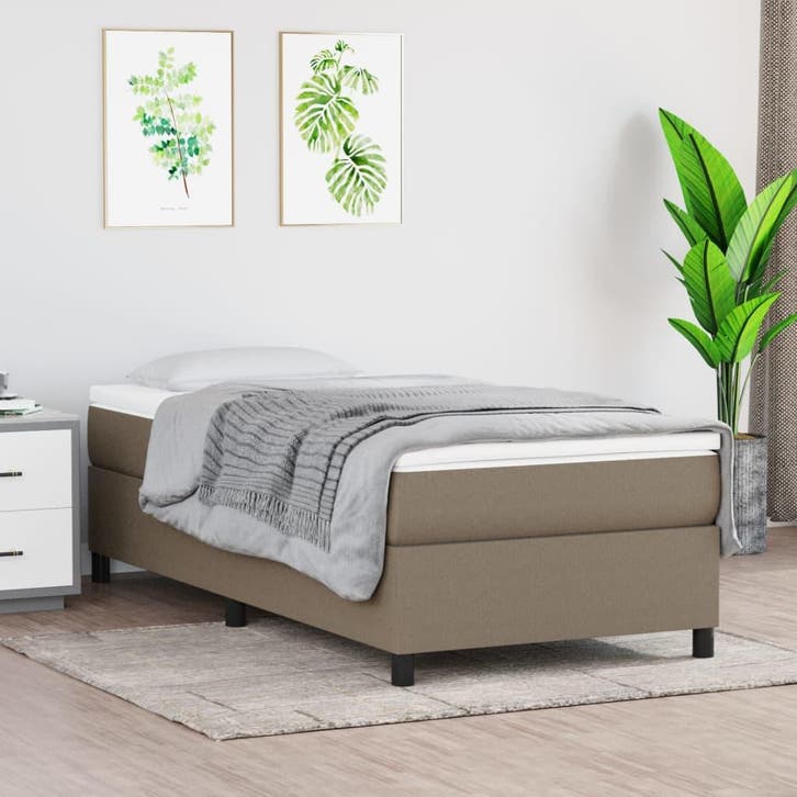 vidaXL Boxspring bed 90x200 cm stof taupe, Maison & Meubles, Chambre à coucher | Lits, Envoi