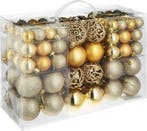 2dekans | tectake - Set van 100 kerstballen goud - 403323, Diversen, Kerst, Ophalen of Verzenden, Nieuw