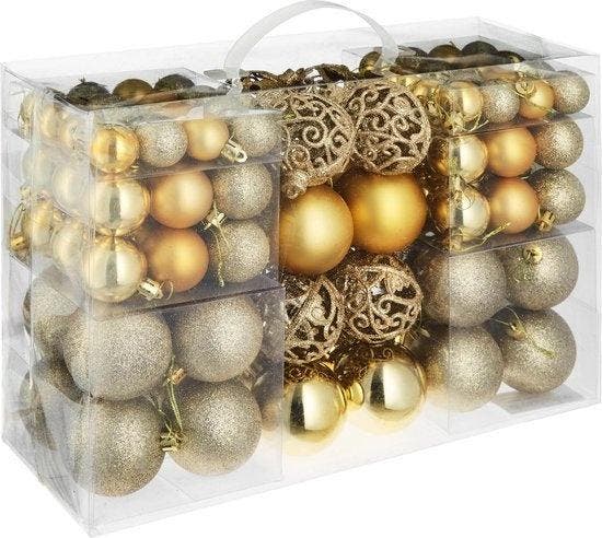 2dekans | tectake - Set van 100 kerstballen goud - 403323, Diversen, Kerst, Ophalen of Verzenden