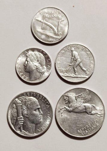 Italie, République Lotto 5 monete 1950-1998 (Sans prix de