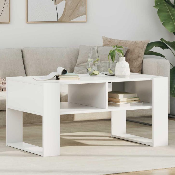 vidaXL Salontafel met opslag Wit 92 x 53 x 45 cm Bewerkt, Huis en Inrichting, Tafels | Salontafels, Nieuw, Verzenden