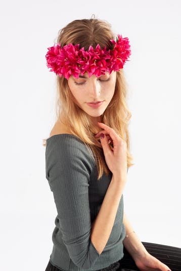 KIMU® Bloemenkrans Haar Dahlia Roze Donkerroze Bloemen Haarb, Ophalen of Verzenden