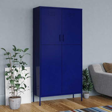 vidaXL Kledingkast 90x50x180 cm staal marineblauw, Verzenden