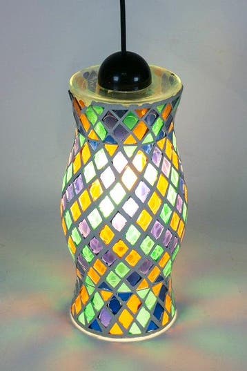 Plafondlamp - Glas - mozaïek van gekleurd glas