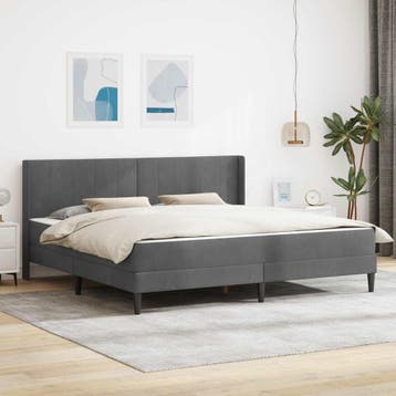vidaXL Bedframe met matras Donkergrijs 200 x 200 cm Fluweel, Verzenden, Nieuw