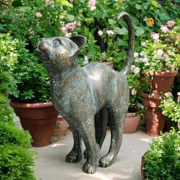 sculptuur, Standing Cat Sculpture – Artistic Bronze Effect