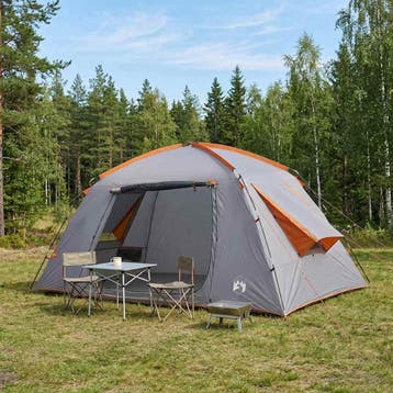 vidaXL Huisje Tent Grijs en Oranje 400 x 210 x 180 cm, Verzenden, Nieuw