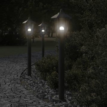 vidaXL Vloerlamp voor buiten 3 st 80 cm roestvrijstaal zwart, Verzenden, Nieuw