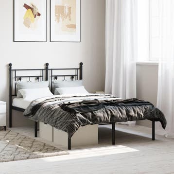 vidaXL Bedframe met hoofdbord metaal zwart 120x200 cm, Verzenden