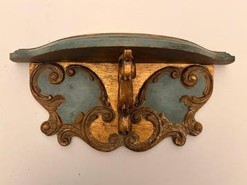 Miroir - Bois, Plaqué or - Miroir avec Console
