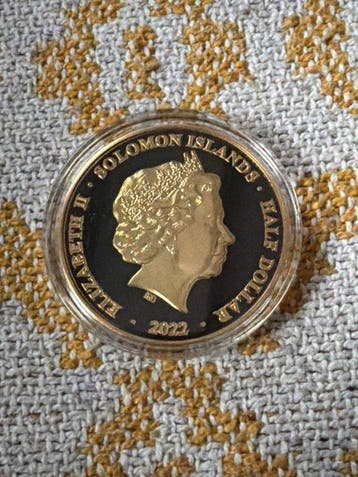 Îles Salomon. 1 Dollar 2022 Thoth Black Nickel Gold Plating