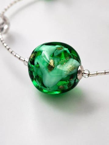Murano-glas, Zilver - Halsketting - zilver en aventurijn